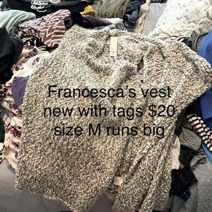Francesca’s new with tags sweater vest size medium but runs big